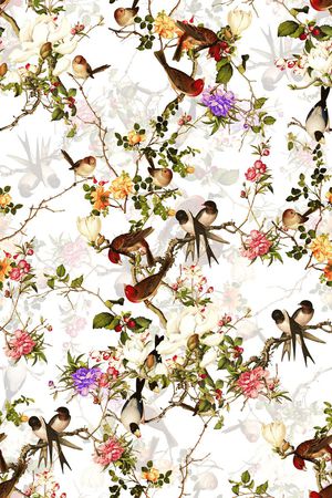 工笔画印花华亿平台图片