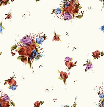 498621-复古  时尚大牌 手绘玫瑰 服装花