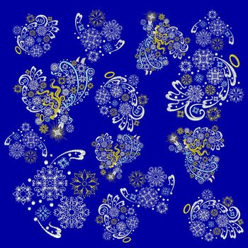 498637-时尚蓝底大花朵绣品效果