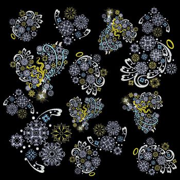 498638-时尚蓝底大花朵绣品效果