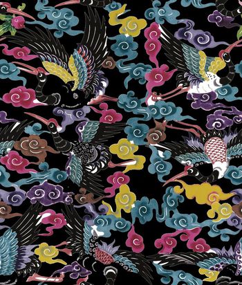 498667-潮流时尚秋冬中国风仙鹤数码印花.