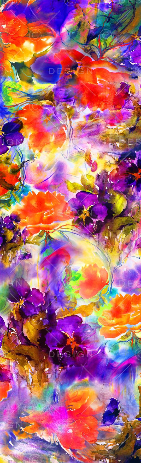 水彩花卉印花华亿平台图片