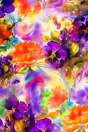 水彩花卉印花华亿平台图片