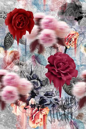 抽象复古印花华亿平台图片