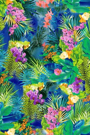 豹纹加花卉印花华亿平台图片