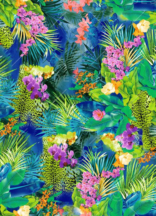 豹纹加花卉印花华亿平台图片