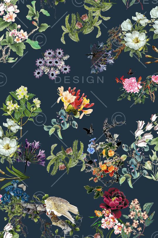 花卉组合印花华亿平台图片