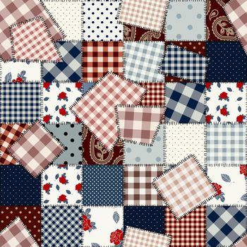 499230-补丁拼图 缝纫线 格子花卉 圆点多