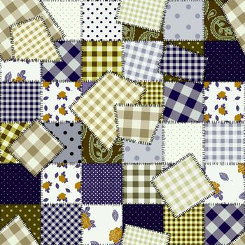 499231-补丁拼图 缝纫线 格子花卉 圆点多