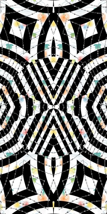 499446-黑白几何条纹水彩墨点抽象水珠链条组