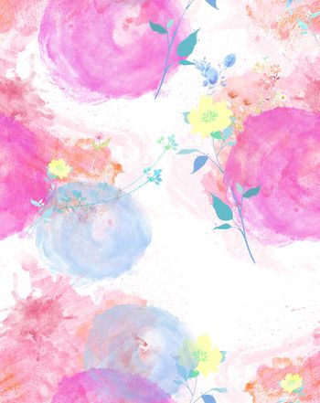 499634-彩色棉花糖 棉花球 油画手绘 花枝