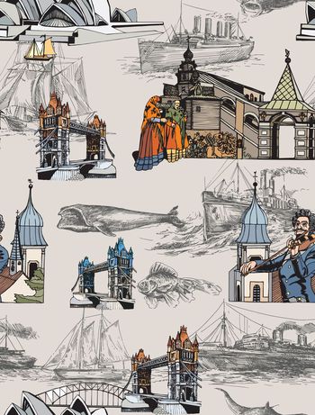 499635-潮流时尚复古手绘插画秋冬数码印花.