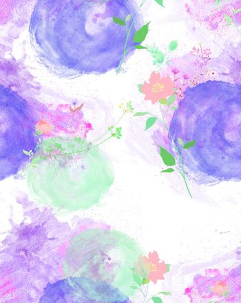 499637-彩色棉花糖 棉花球 油画手绘 花枝