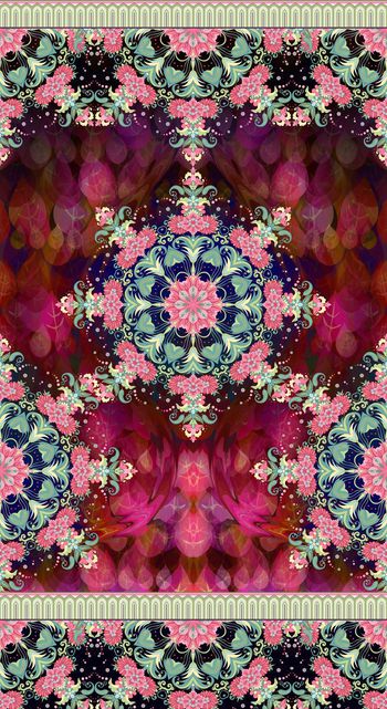 499677-民族风复古花草装饰纹女装定位华亿平台