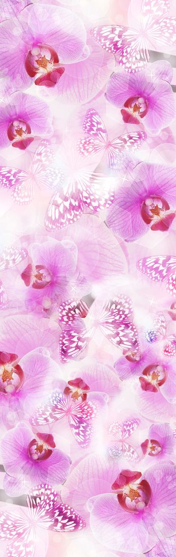 499848-数码花卉蝴蝶围巾设计