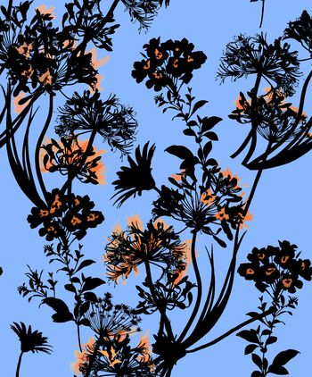 499919-剪影花枝图案