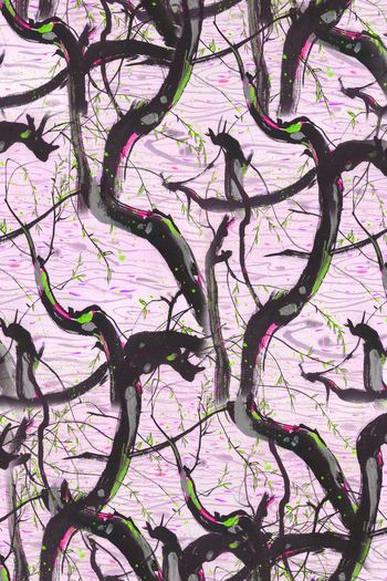 500027-大气手绘 水墨树枝风景 