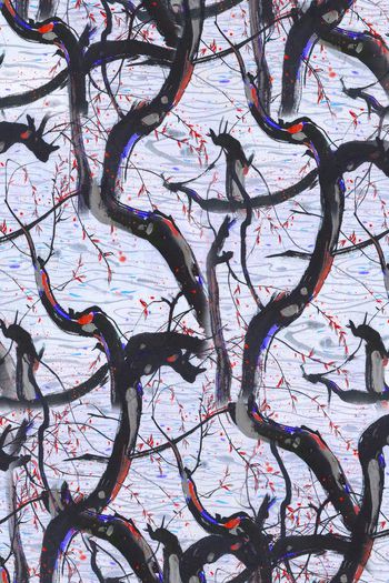 500028-大气手绘 水墨树枝风景 