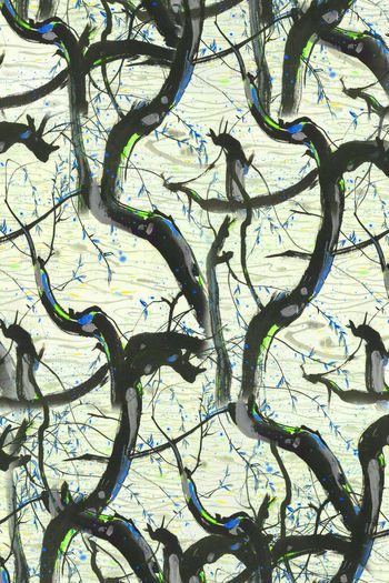 500030-大气手绘 水墨树枝风景 