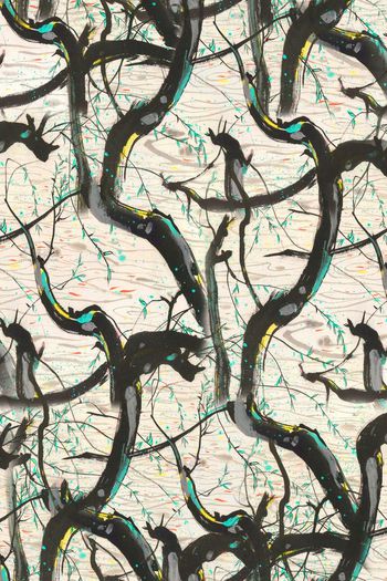 500031-大气手绘 水墨树枝风景 