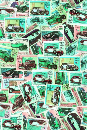 500047-复古 汽车邮票  波普风