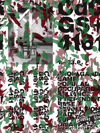 500210-时尚潮流迷彩字母错乱组合女装衬衣男