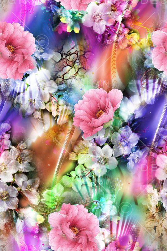 满底手绘炫彩花卉印花华亿平台图片