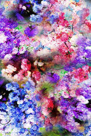 油画长丝巾印花华亿平台图片