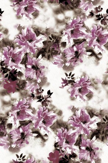 500319-手绘 水彩 花卉 女装 数码印花女