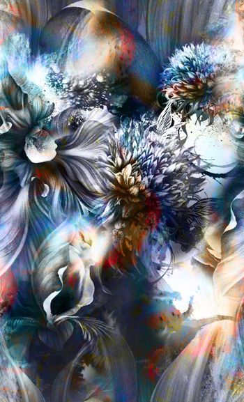 500350- 流行时尚手绘水彩花卉印花-水彩系