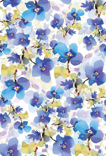 500715-	潮流清爽时尚水彩抽象花卉数码印花