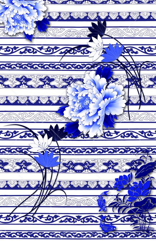 青花瓷印花华亿平台图片