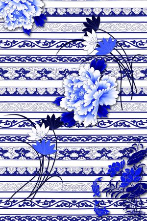 青花瓷印花华亿平台图片