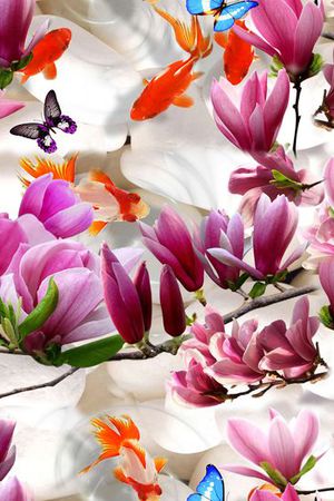 玉兰花印花华亿平台图片