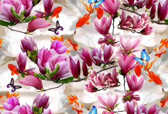 玉兰花印花华亿平台图片