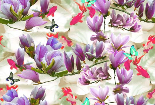 玉兰花印花华亿平台图片