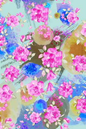 水彩花卉印花华亿平台图片