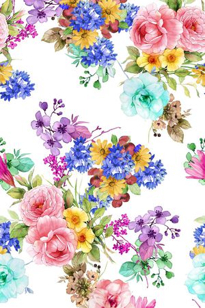 手绘花卉漂亮满底印花华亿平台图片