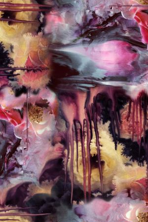 手绘水墨花印花华亿平台图片