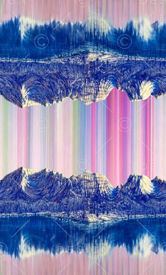 多彩山水画华亿平台印花华亿平台图片