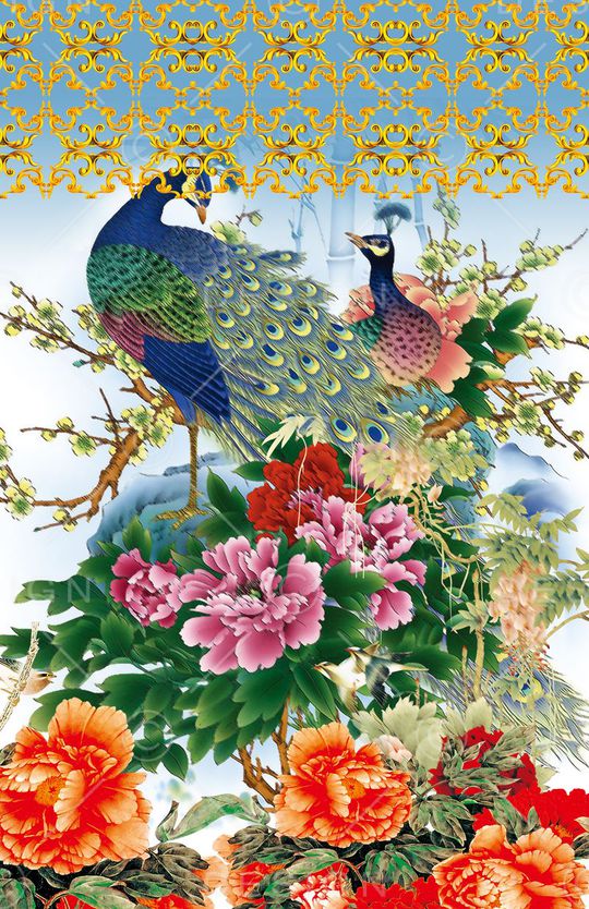 工笔印花华亿平台图片