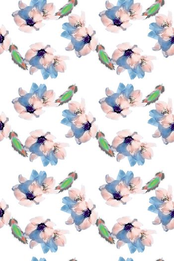 500999-原创手绘清新时尚水彩水墨花卉 羽毛