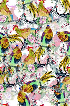 孔雀印花华亿平台图片