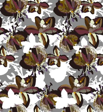 501221-潮流时尚抽象风格化迷离花卉数码印花