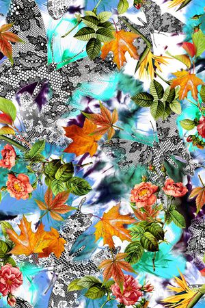 树叶印花华亿平台图片