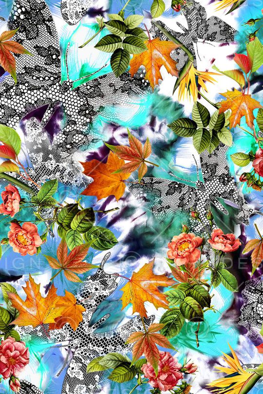 树叶印花华亿平台图片