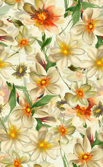 501407-欧美流行时尚 水彩花朵02