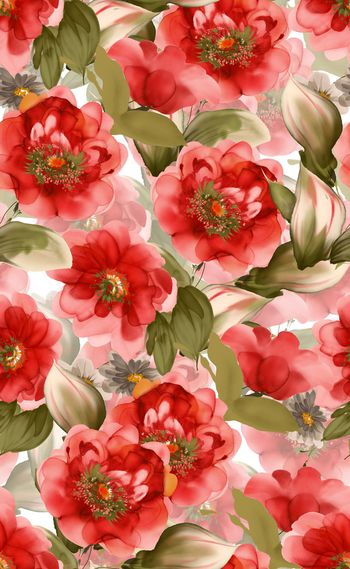 501418-欧美流行时尚 水彩花朵03