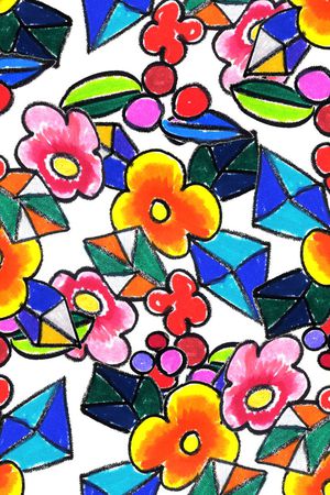 手绘油彩花卉年轻个性时尚印花华亿平台图片