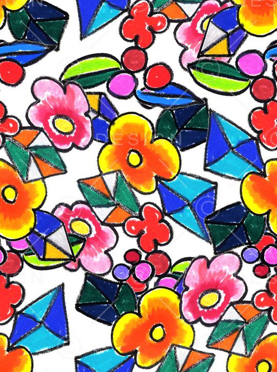 手绘油彩花卉年轻个性时尚印花华亿平台图片